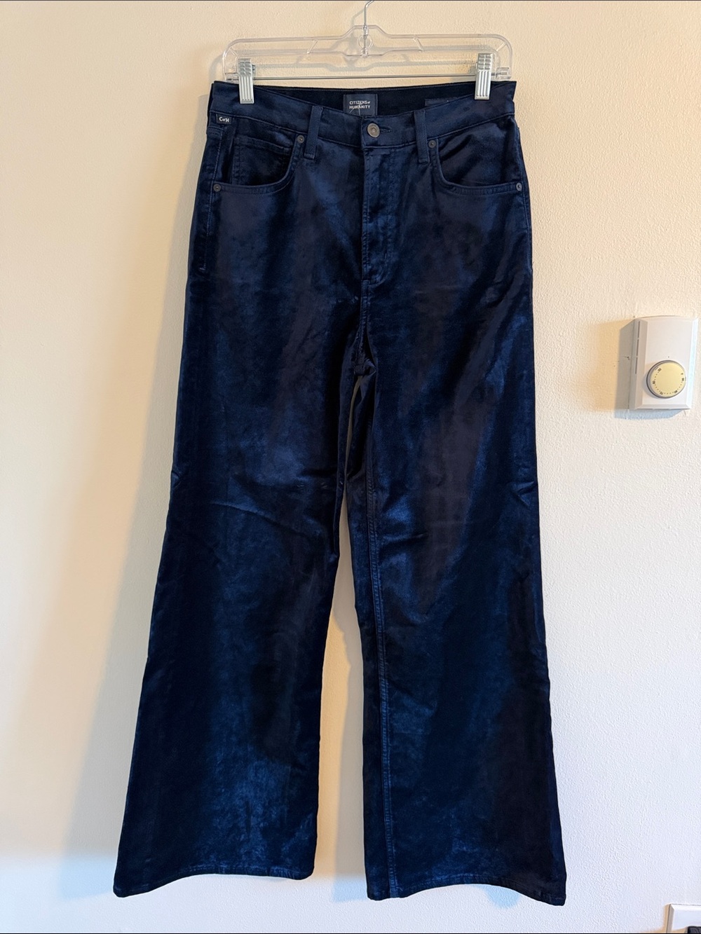 Citizens of Humanity Paloma Baggy Wide Leg Velvet Pants Women 27 Royal Navy NWT - Picture 3 of 11